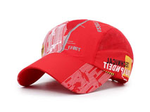凯维帽业-红色印花驳接透气运动帽 HT062